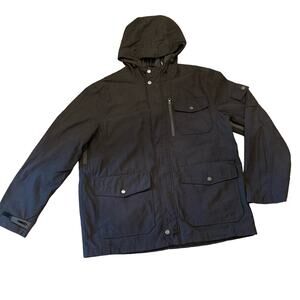Black Rivet Black Hooded Cargo Breathable Jacket Size L